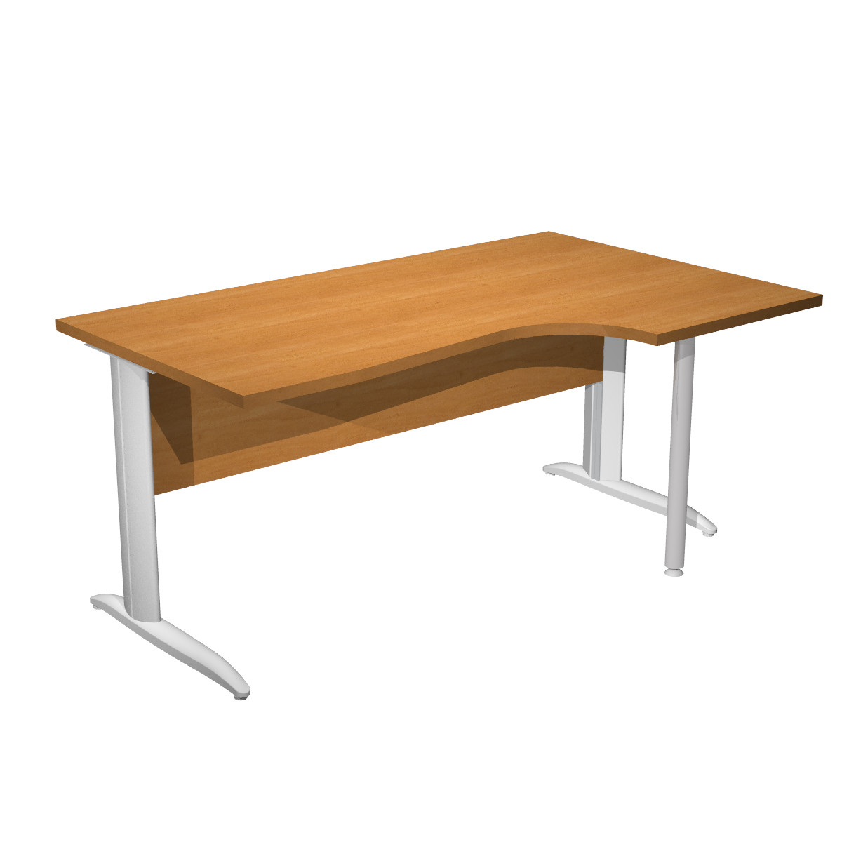 Bureau d'angle compact retour à droite Pronto Métal - L.160 x P.100 cm - Plateau Aulne - Pieds L Aluminium