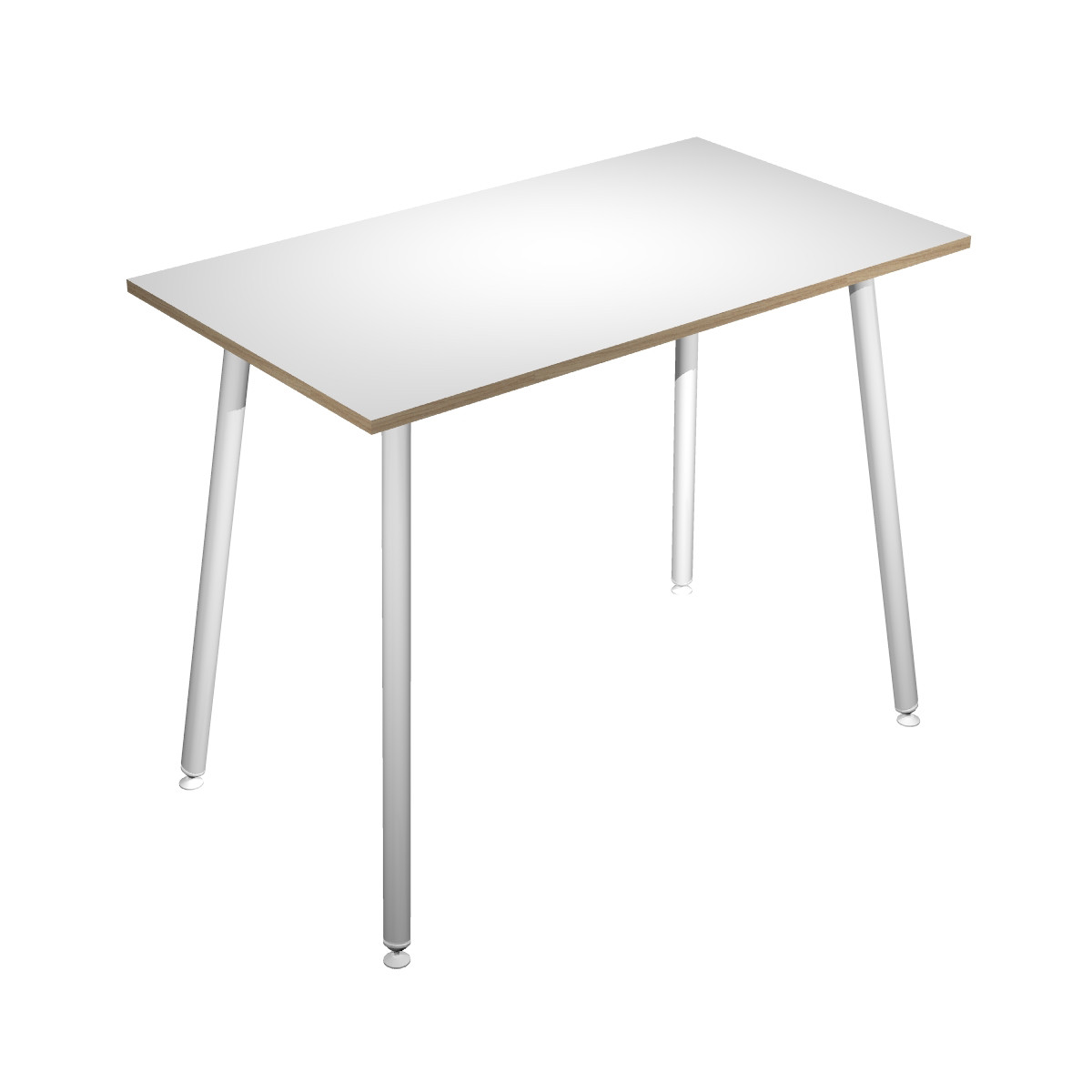 Table haute Halden - L.140 x H.110 x P.80 cm - Plateau Blanc bords Chêne - Pieds métal Blanc