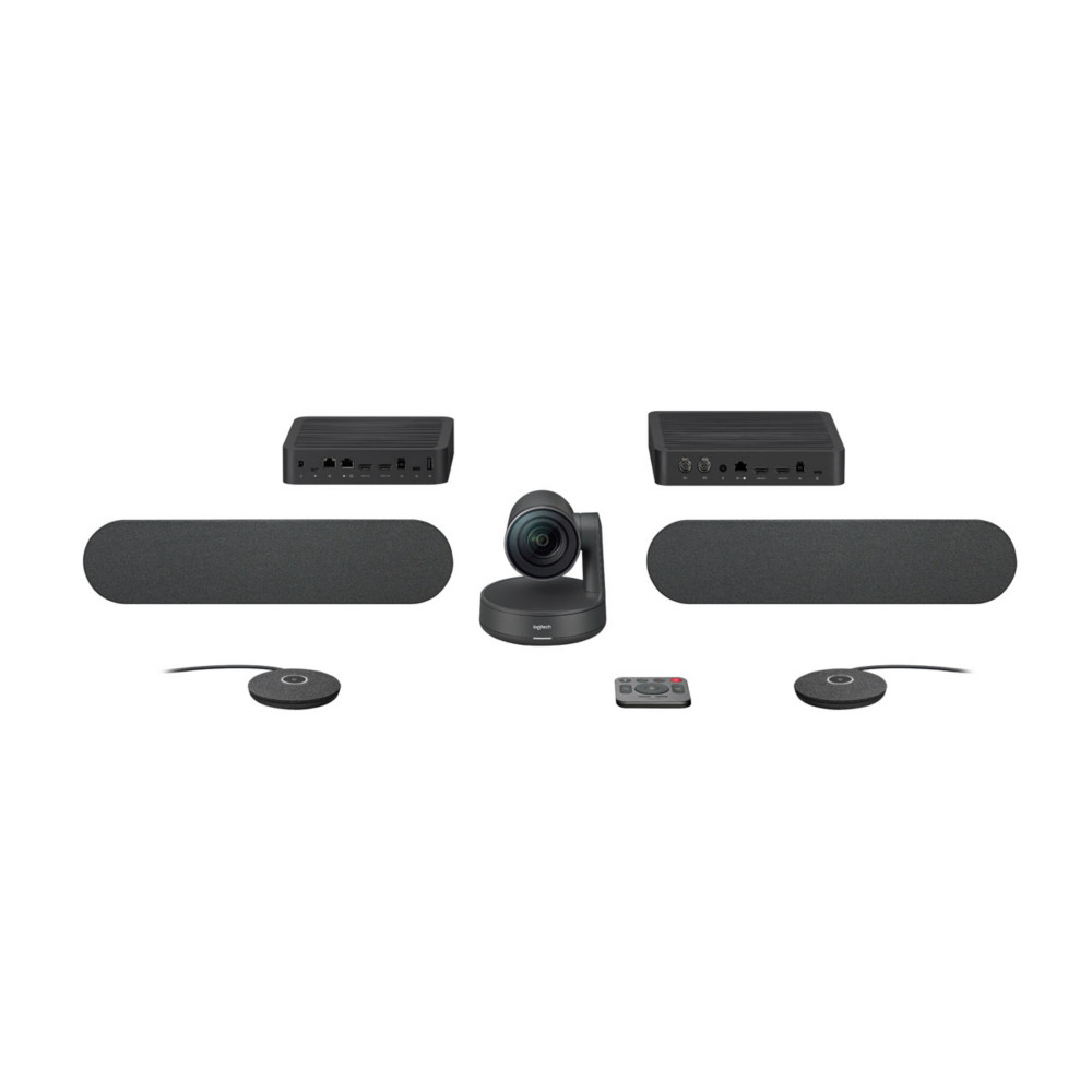 Logitech Visio Rally Plus - Pack de visioconfrence modulable avec camra, 2 micros et 2 haut-parleurs - Salle de runion jusqu' 15 participants