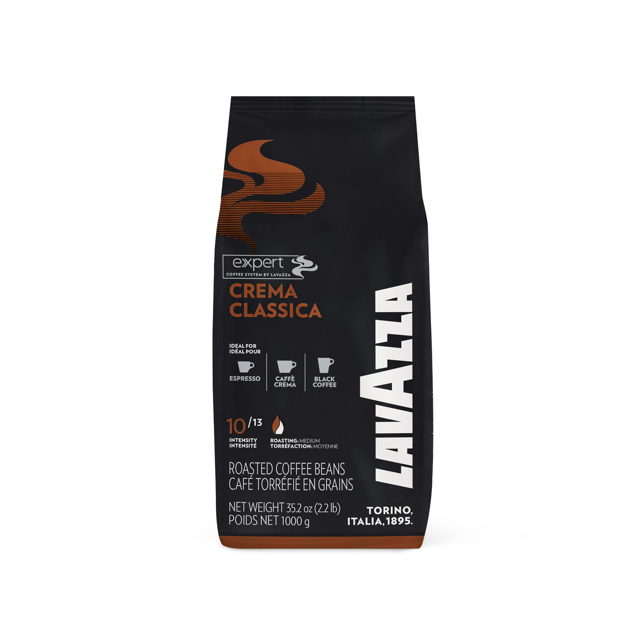 LAVAZZA Paquet de café en grains Expert Crema Classica - Intensité 10 - Paquet de 1kg
