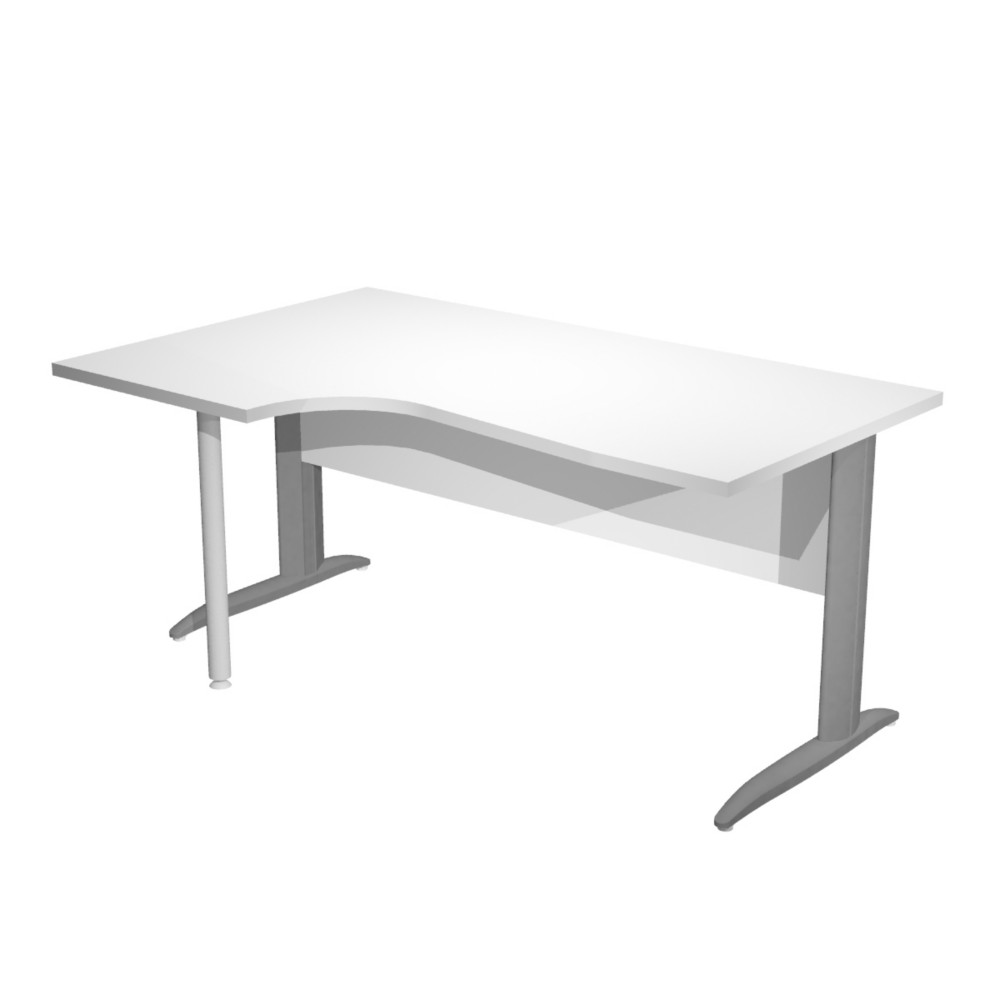 Bureau d'angle compact retour  gauche Pronto Mtal - L.160 x P.100 cm - Plateau Blanc - Pieds L Anthracite