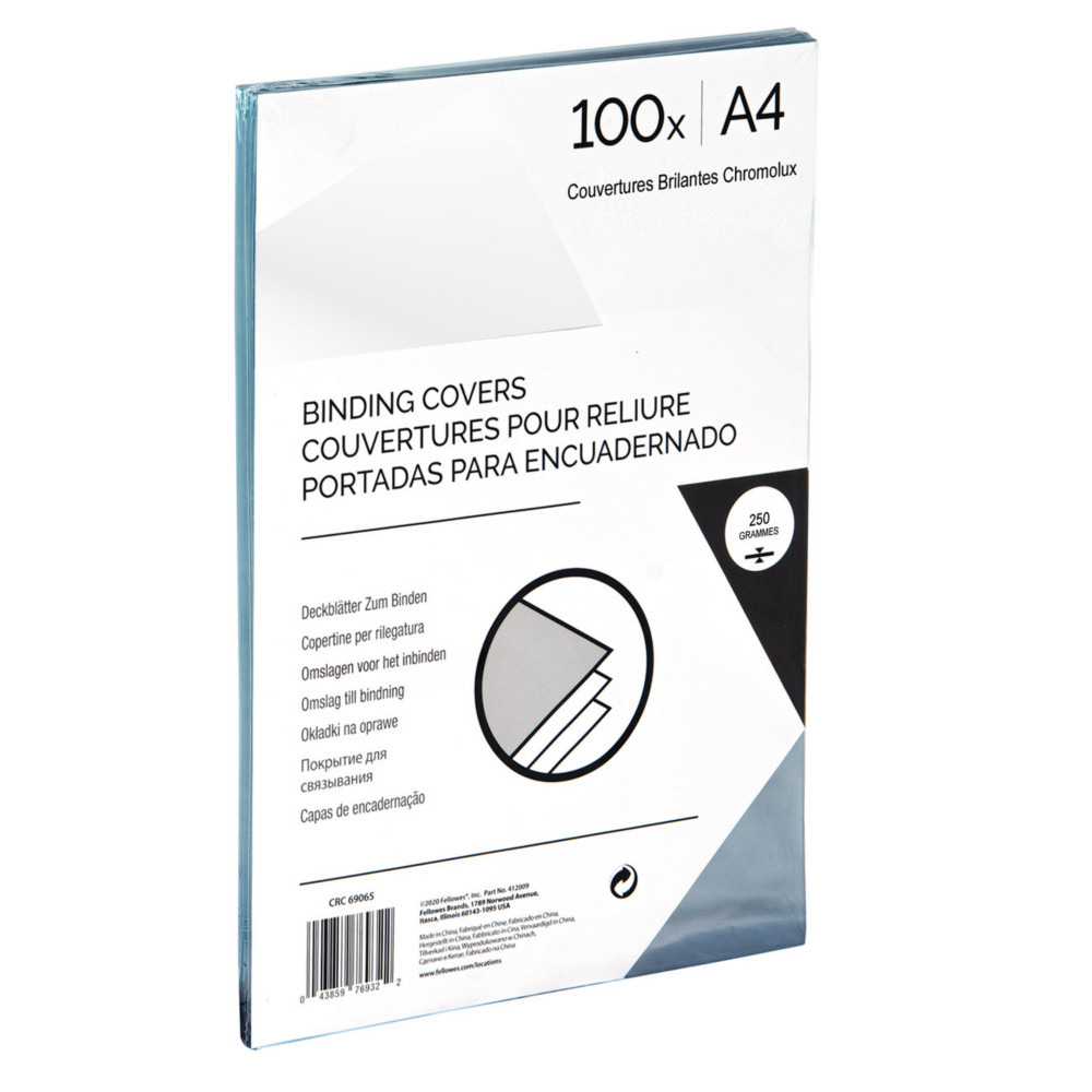 Couverture de reliure A4 chromolux laqu 250g - blanc brillant