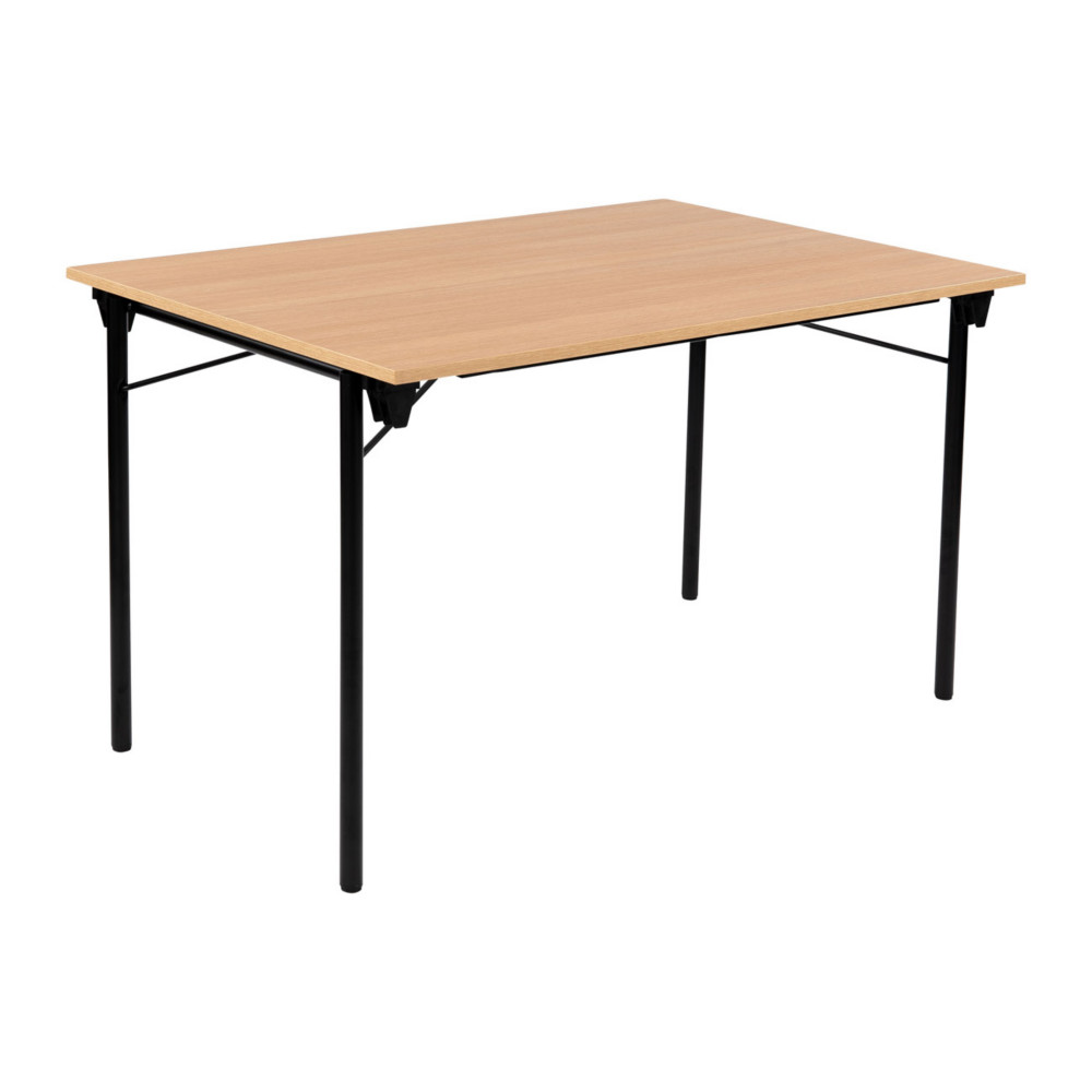 Table pliante Budget multiples usages rectangle L. 120 x P. 80 cm - Plateau Chne - pieds Noir