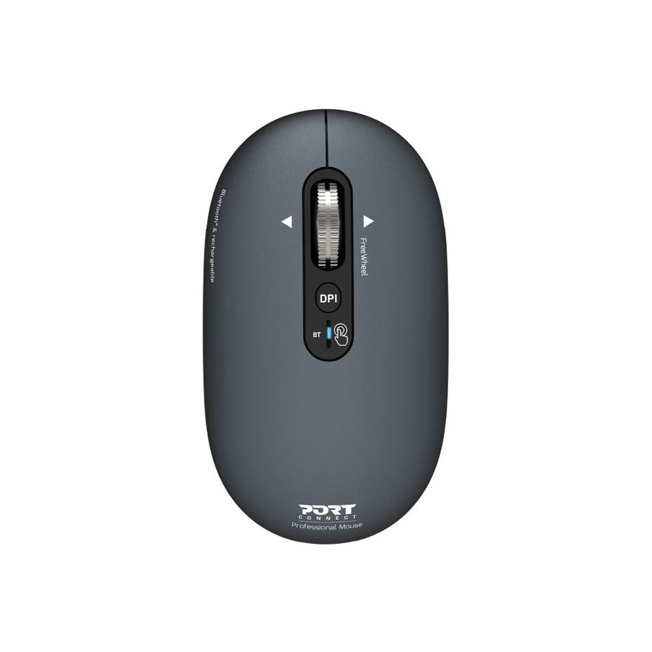 Port Connect Souris sans fil Bluetooth rechargeable ambidextre USB-C Pure Mac- Clic silencieux et molette FreeWheel - Anthracite