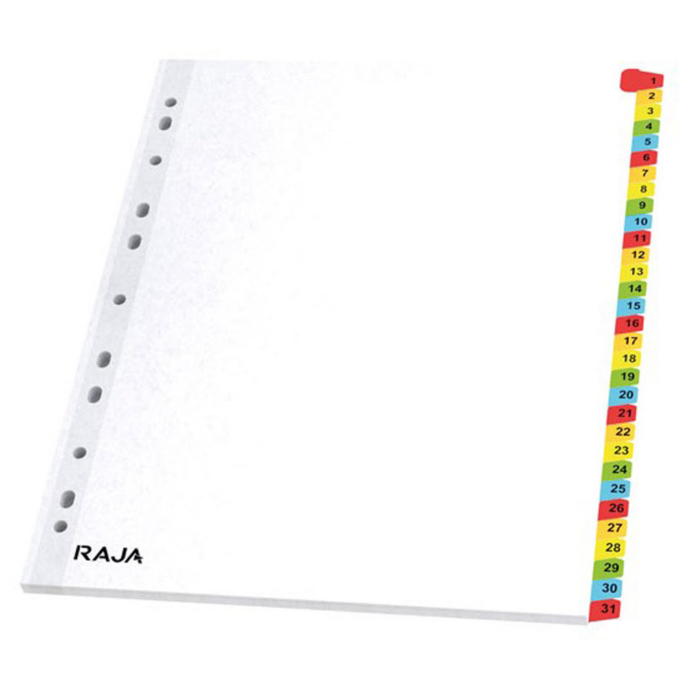 RAJA Intercalaires numriques A4+ en bristol blanc - 31 divisions couleur