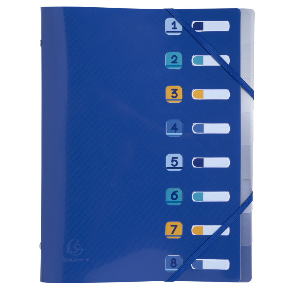 Exacompta Trieur  lastiques BeeBlue en polypro recycl - 8 divisions - Bleu marine