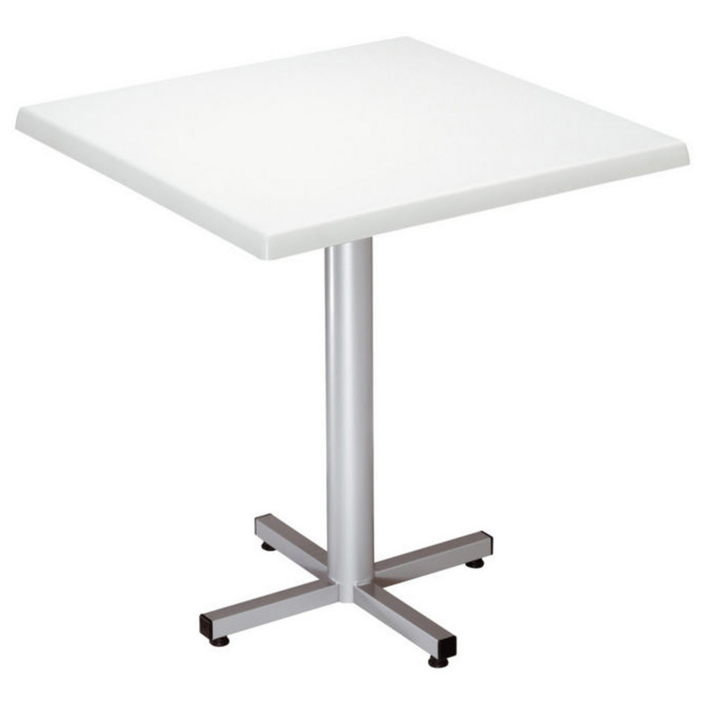 Table Coffee carre L.70 x P.70 x H.75 cm - Plateau Blanc  Pied central Aluminium