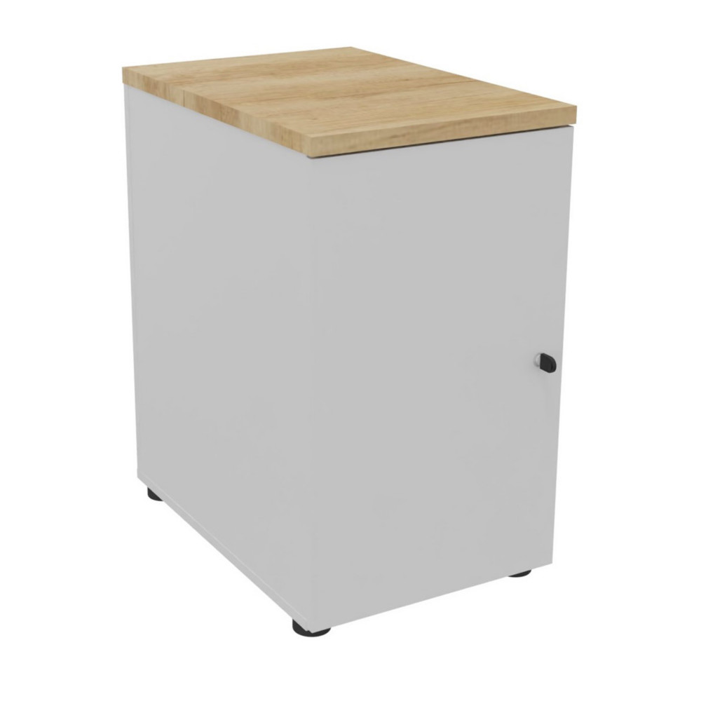 Caisson mlamin hauteur bureau 1 porte battante L.42 x P.60 x H.72 cm - Corps Gris - Top Chne Nebraska