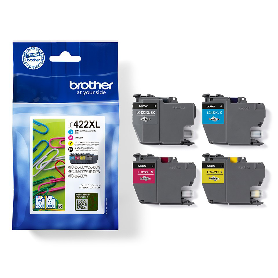 Brother LC422XLVAL Cartouche d'encre originale grande capacit - Pack de 4 (Noir, Cyan, Magenta, Jaune)