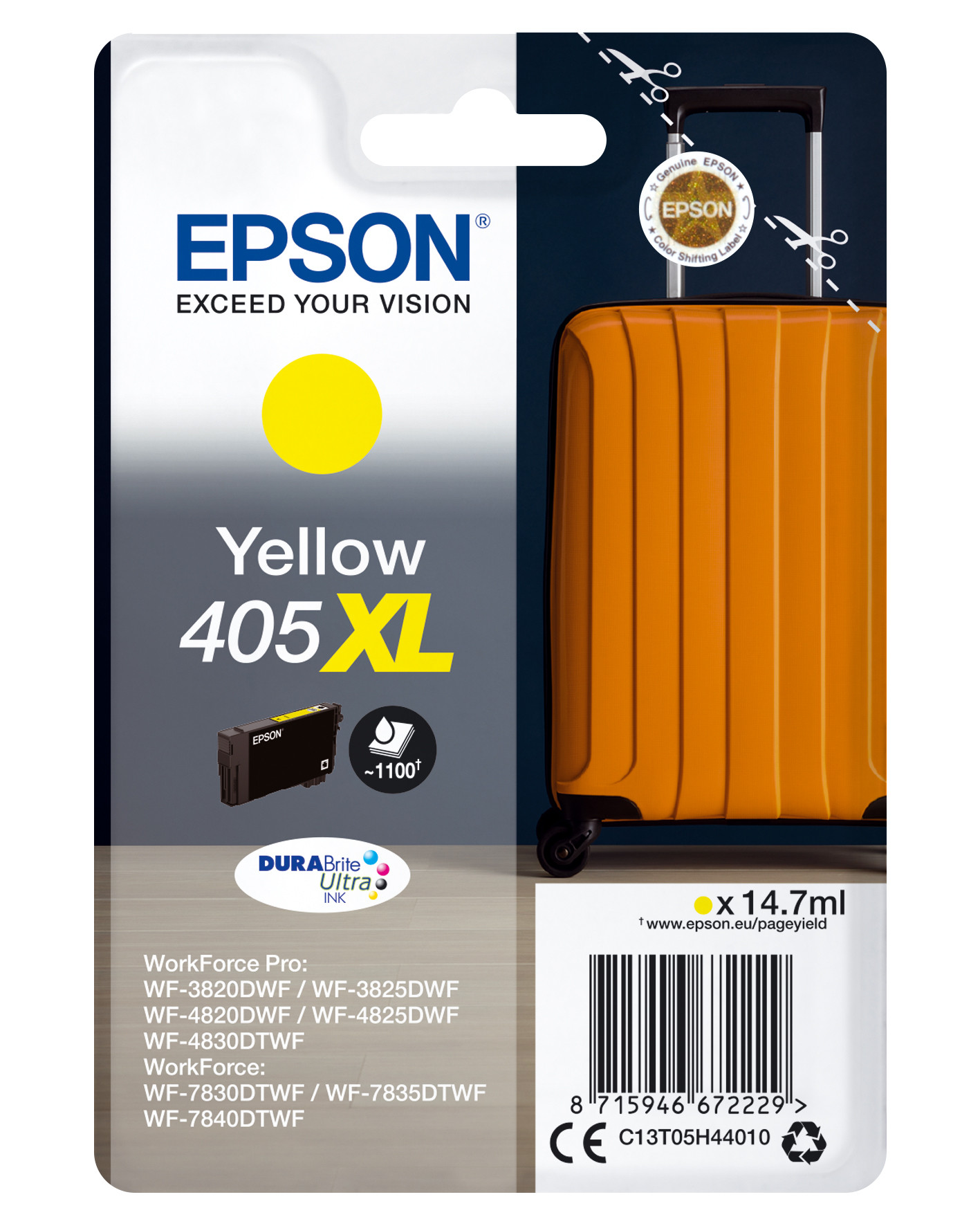 Epson 405 XL ''Valise'' Cartouche d'encre originale grande capacité C13T05H44010 - Jaune
