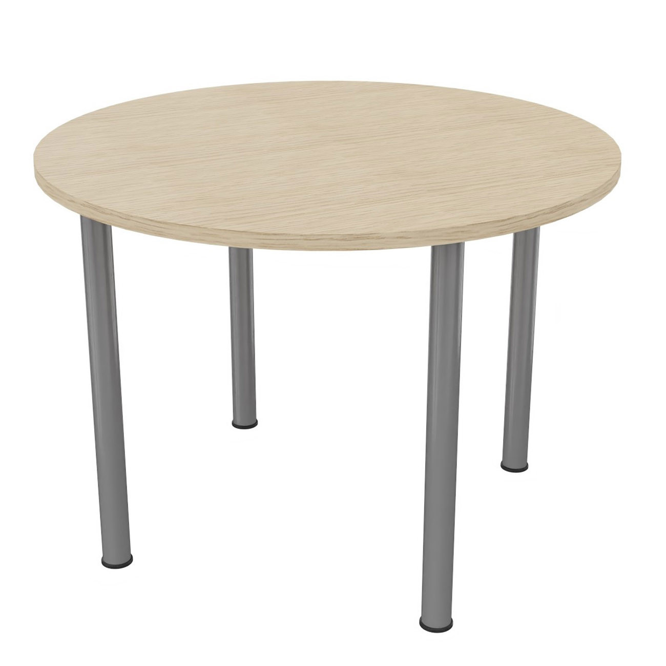 Table ronde 100 cm - 4 pieds tube Aluminium - Plateau Chêne