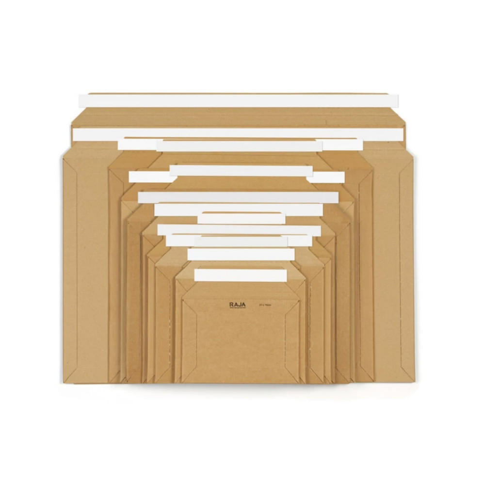 RAJA Pochette carton micro-cannel rigide brune  fermeture adhsive 53x43 cm - Lot de 100