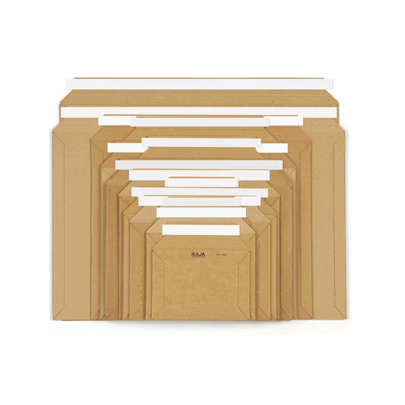 RAJA Pochette carton micro-cannelé rigide brune à fermeture adhésive 53x43 cm - Lot de 100