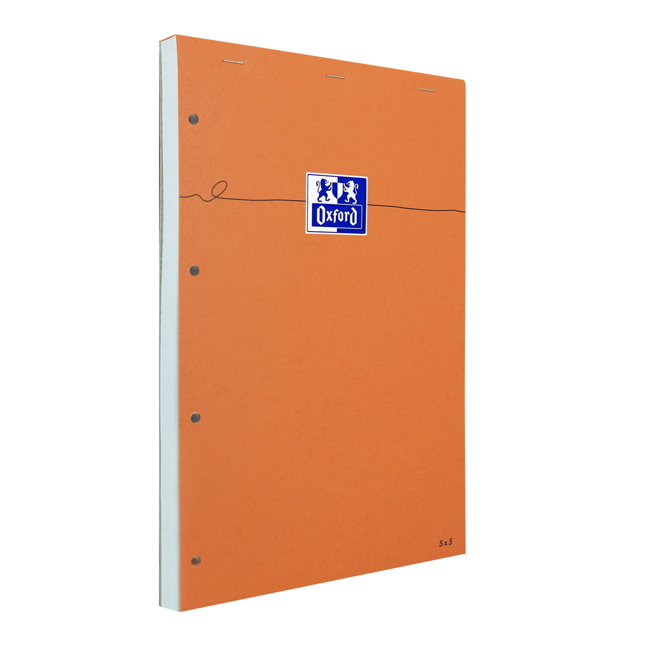 Oxford Bloc notes orange A4 21 x 29,7 cm - 80g - Perforé 4 trous - Petits carreaux 5x5 - 160 pages