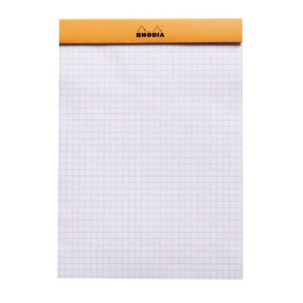 Rhodia Bloc notes agraf orange A5 14,8 x 21 cm - 80g - Petits carreaux 5x5 - 160 pages