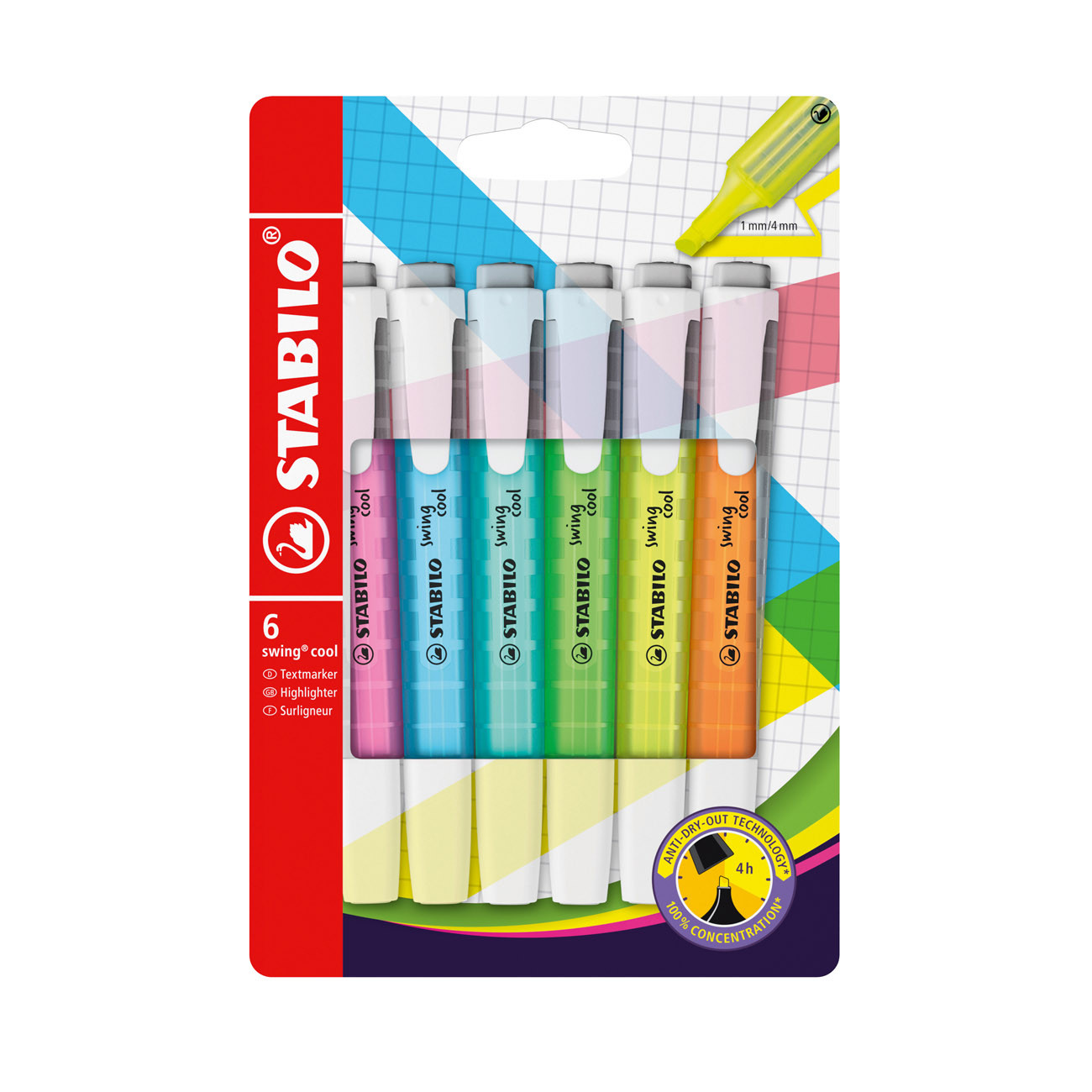 STABILO swing cool Surligneur Pochette x 6 surligneurs fluo assortis - vue 2