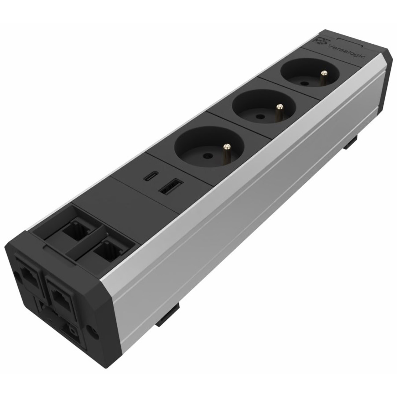 Multiprise Versatek 3 Prises électriques + 2 Ethernet + 1 USB - Câble d'alimentation 3 m