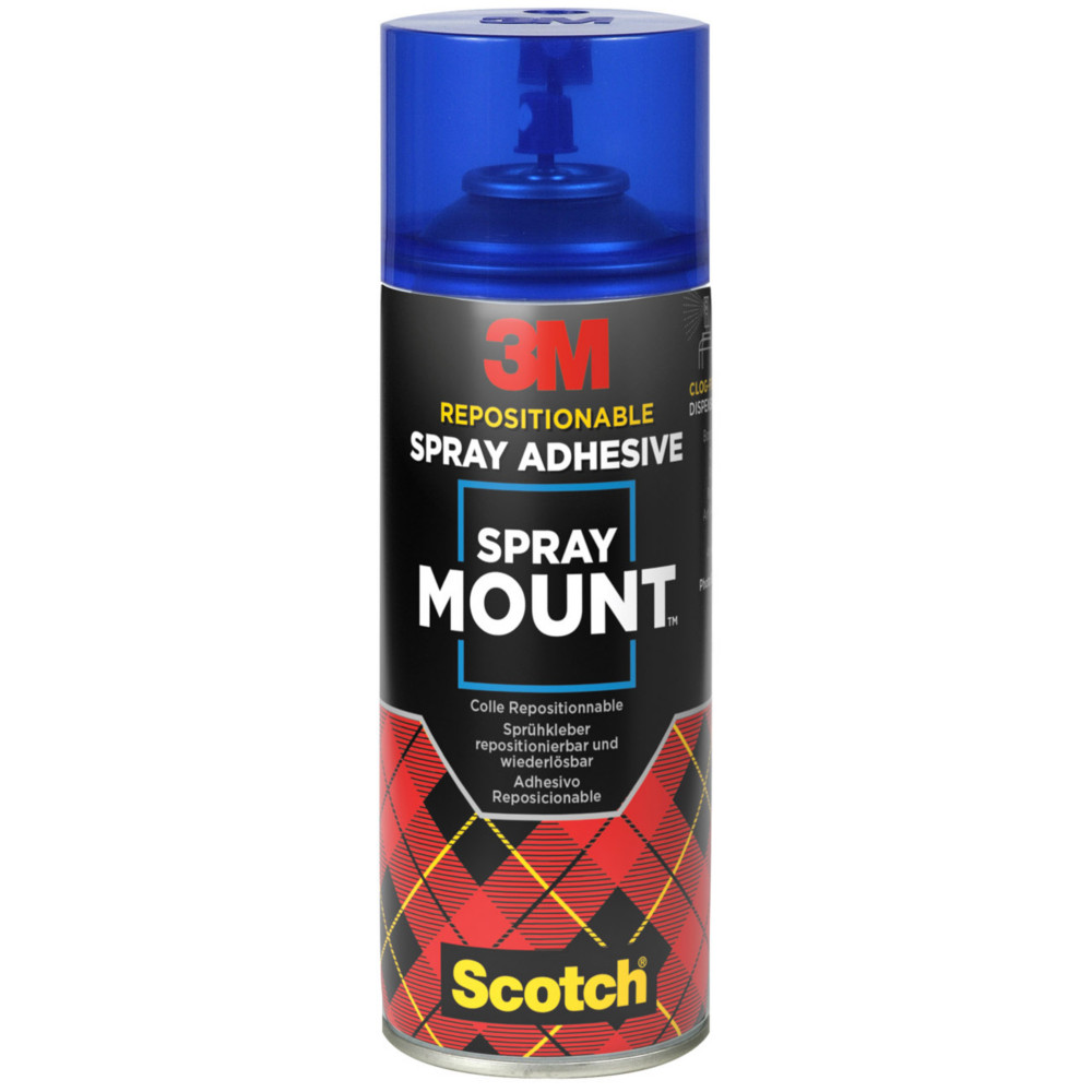 3M Colle adhsive repositionnable SprayMount sous forme de spray bombe arosol 400ml transparent