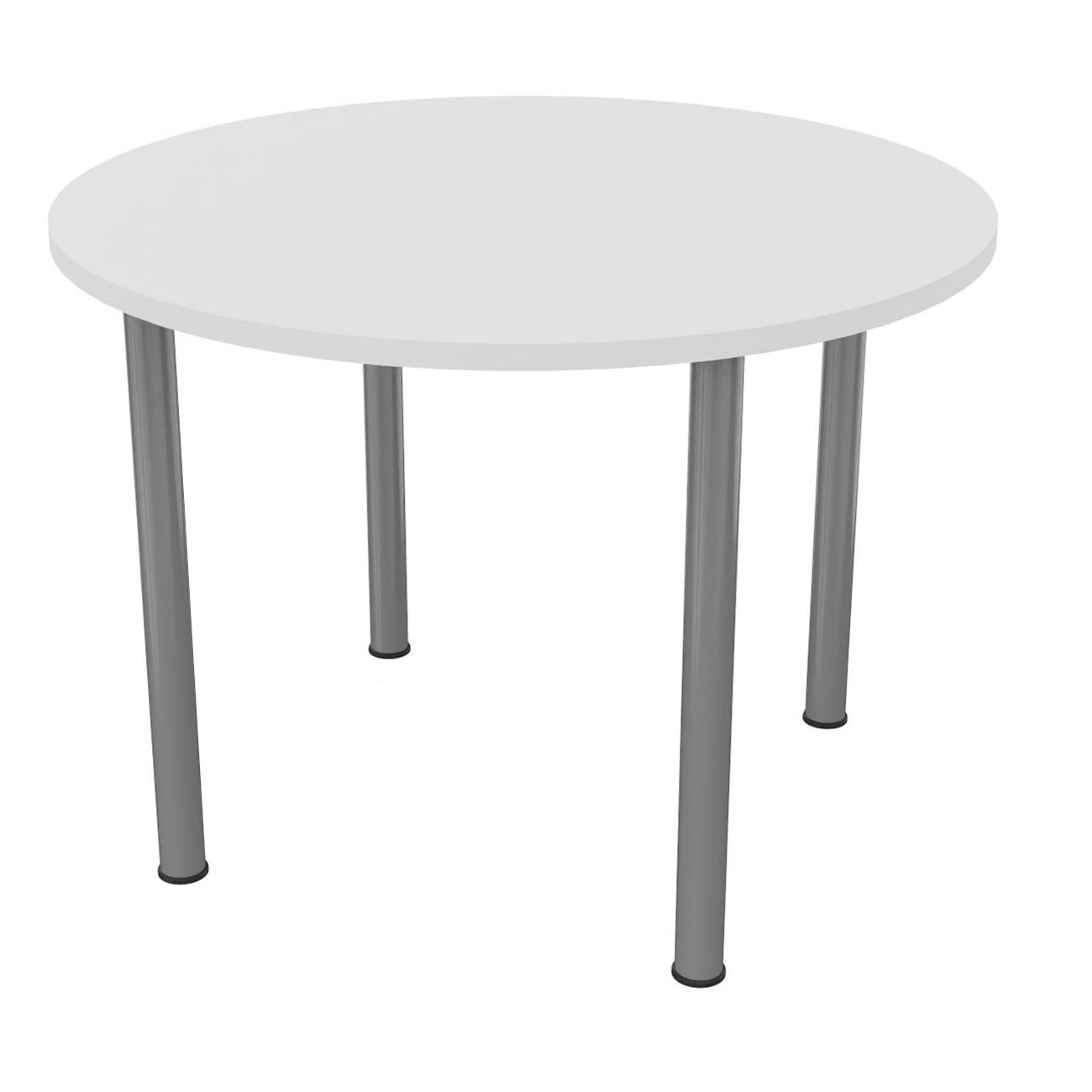 Table ronde 100 cm - 4 pieds tube Aluminium - Plateau Blanc
