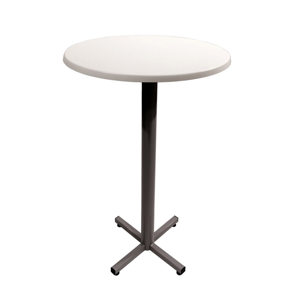 Table mange-debout Coffee ronde .70 x H.115 cm - Plateau Blanc  Pied central Aluminium