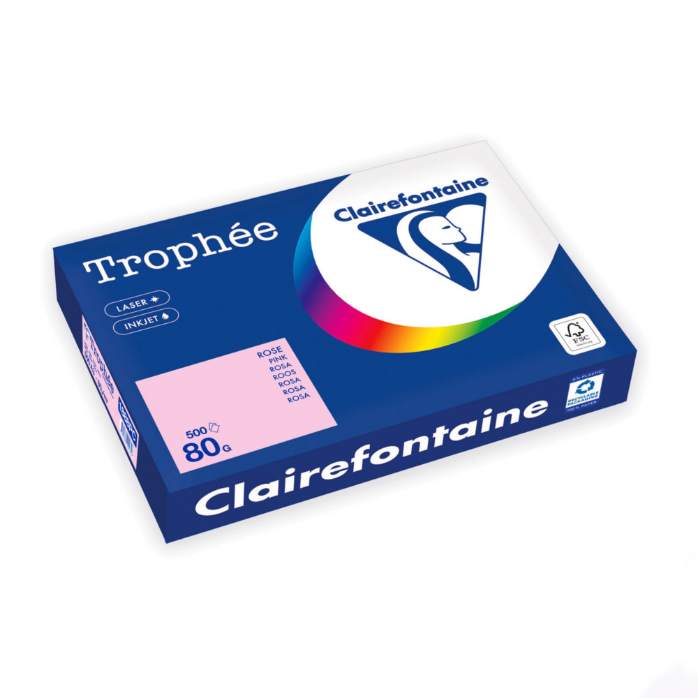 Clairefontaine Papier A3 couleur Trophe - 80g - Ramette de 500 feuilles - Rose