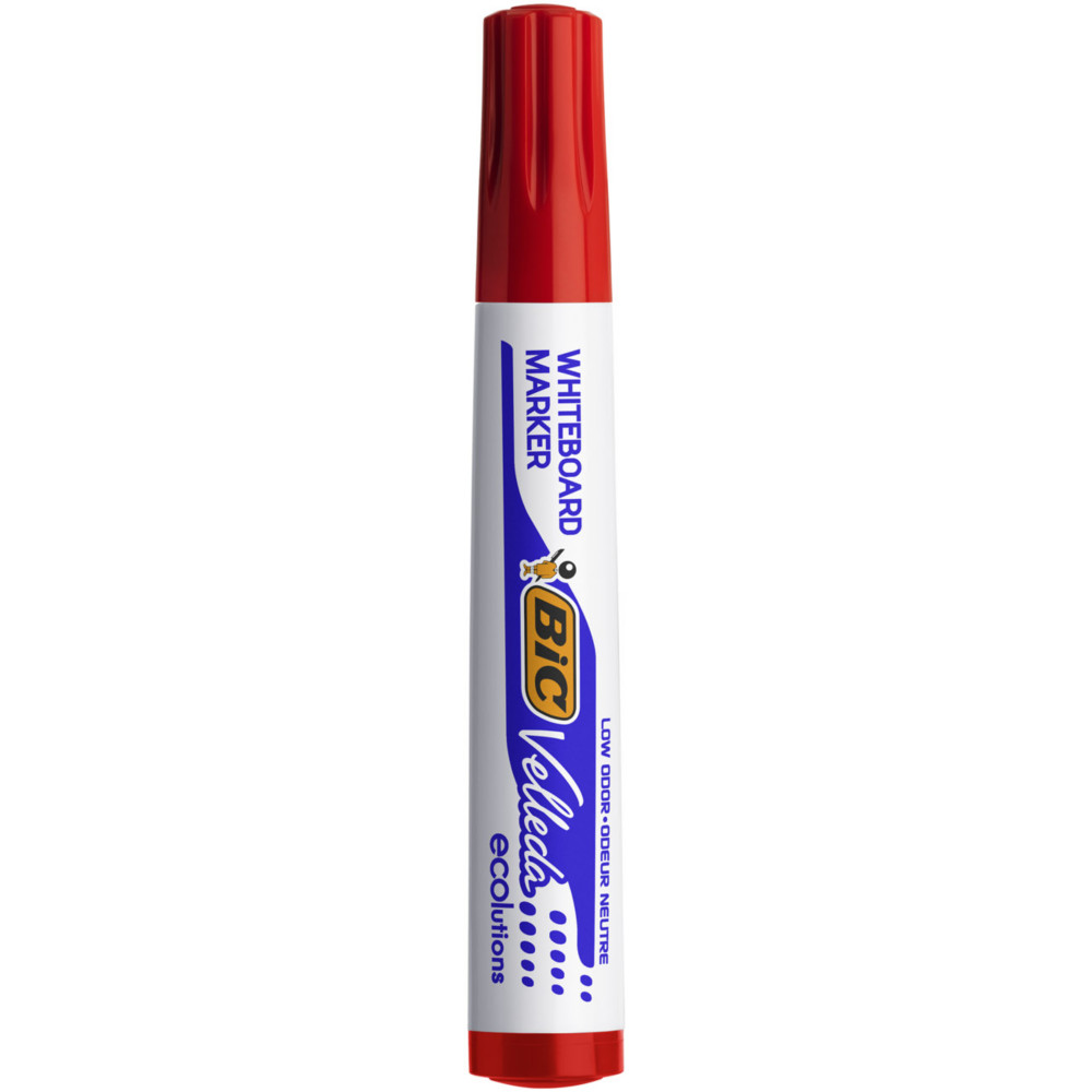 BIC Velleda 1701 ECOlutions Feutre pour Tableau Blanc Effaables  Sec  Pointe Conique Large - Marqueur Rouge