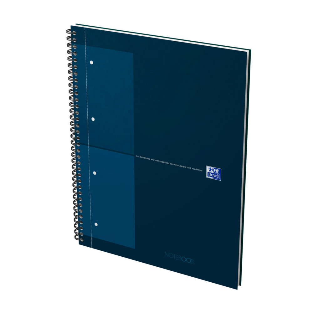 Oxford Cahier  spirale International Notebook 23 x 29,7 cm - Perfor 4 trous - Petits carreaux 5x5 - 160 pages - Bleu