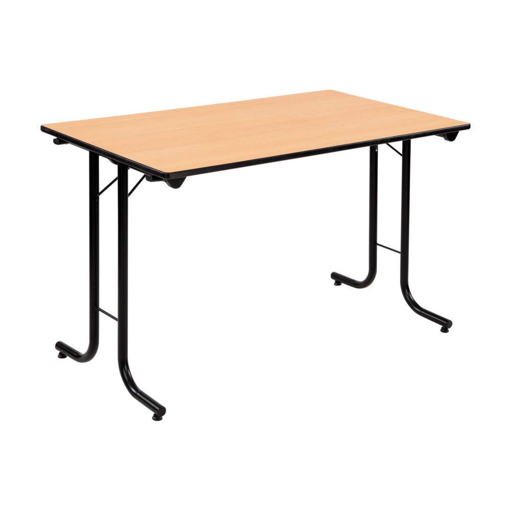Table pliante modulaire Rectangle - L.120 x P.70 cm  - Plateau Htre - Pieds Noir