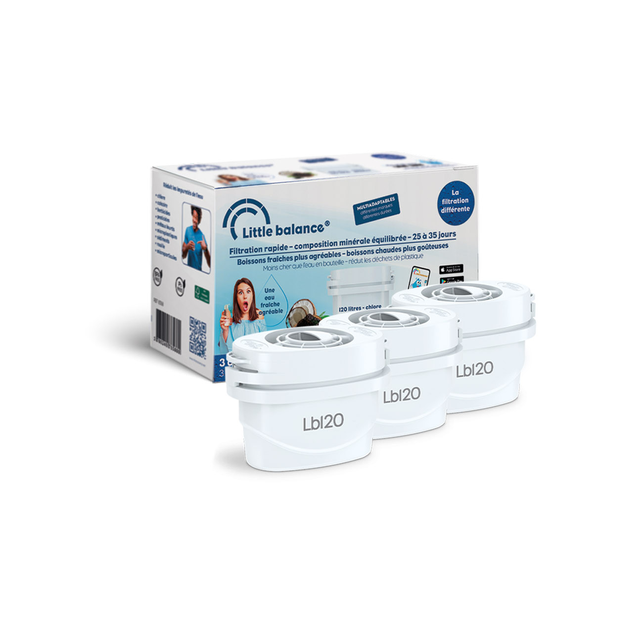 Little Balance Cartouche filtrante - Compatible Brita - Lot de 3 filtres
