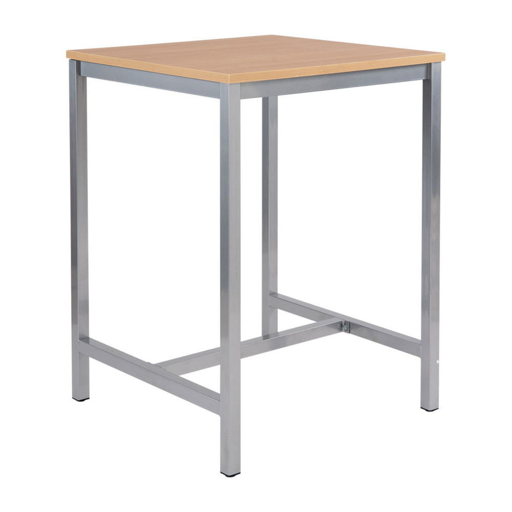 Table haute 110 cm polyvalente Budget 80 x 80 cm - Chne pieds mtal Aluminium