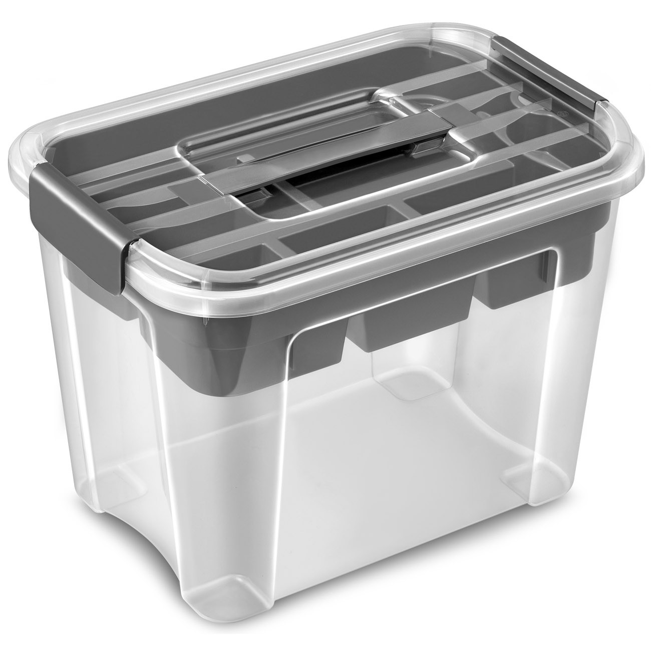 CEP Boîte de rangement transparente Combi-Box avec organiseur couvercle et poignées clipsées - Capacité 18 L