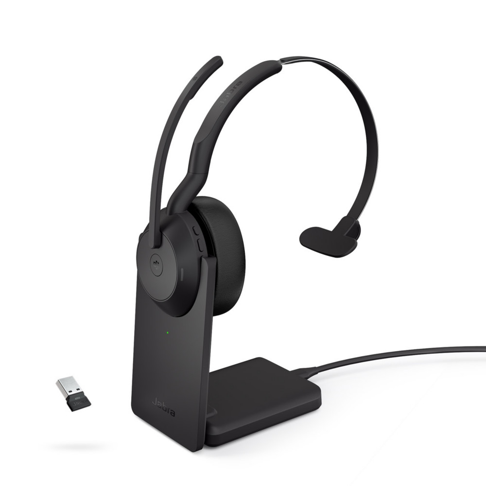 Jabra Evolve2 55 MS Mono Casque sans fil Bluetooth + Dongle USB-A + Station de charge
