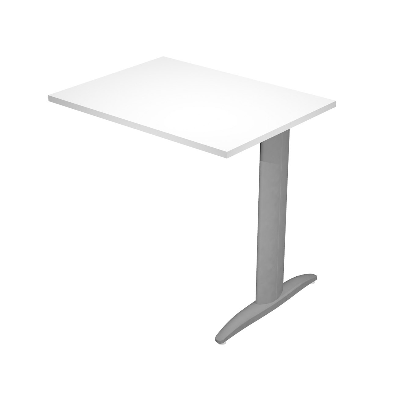 Extension retour pour bureau Pronto Métal - L.80 x P.60 cm - Plateau Blanc - Pied L Anthracite
