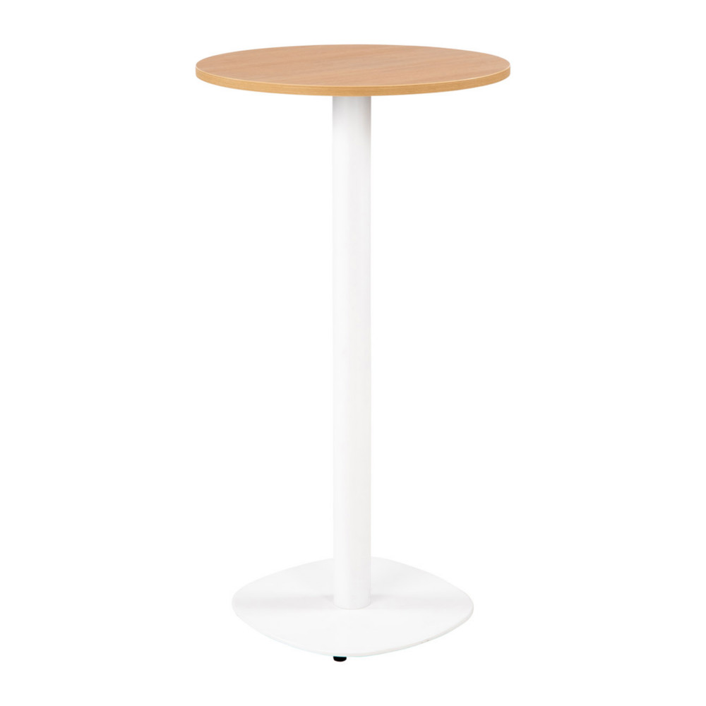 Guridon Cafteria NewLine rond .60 x H.110 cm - Plateau Chne - Pied Blanc