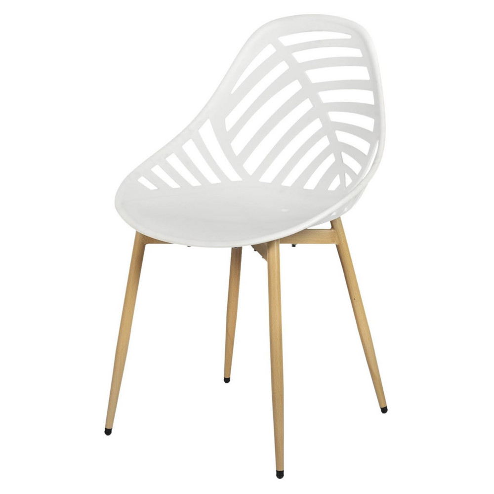Chaise d'exterieur Marta - Blanc / Pieds coloris bois