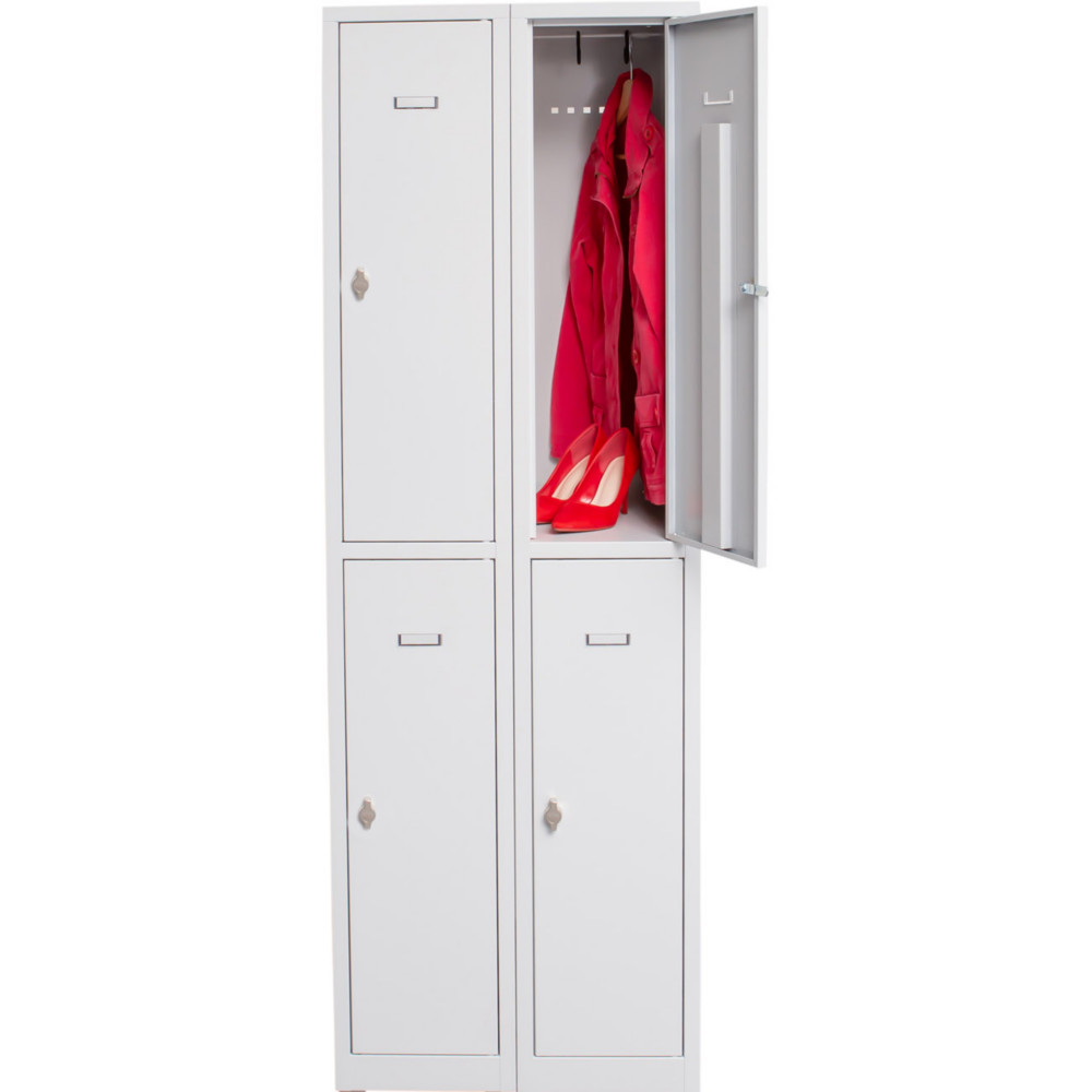 Vestiaire mtal Budget monobloc 2 colonnes L.60 cm - 4 casiers - Gris