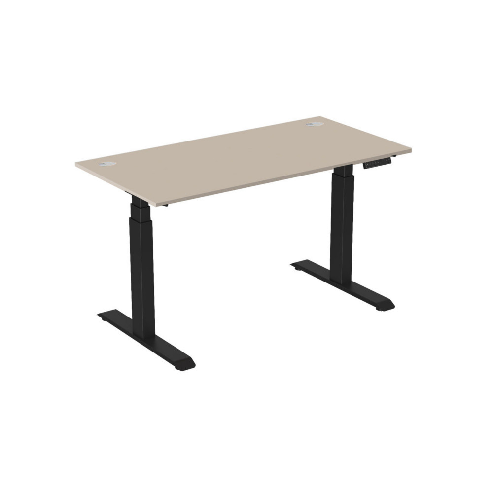 Bureau assis-debout Activ'o - Rglage lectrique en hauteur - L.160 x P.80 cm - Plateau Argile avec obturateurs - Pieds mtal Noir