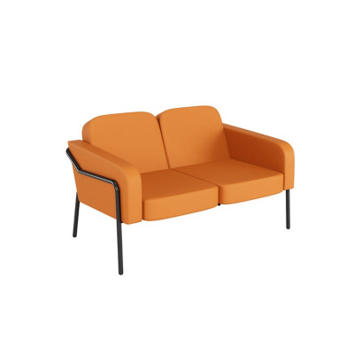 Canapé 2 places Medso avec accoudoirs - Simili Cuir Orange