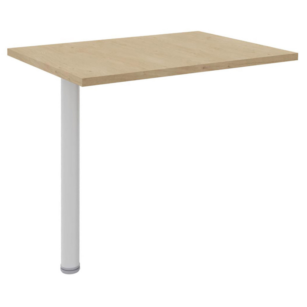 Extension pour bureau Axiome - L.60 x P.80 cm - Plateau Chne - Pied tubulaire Blanc