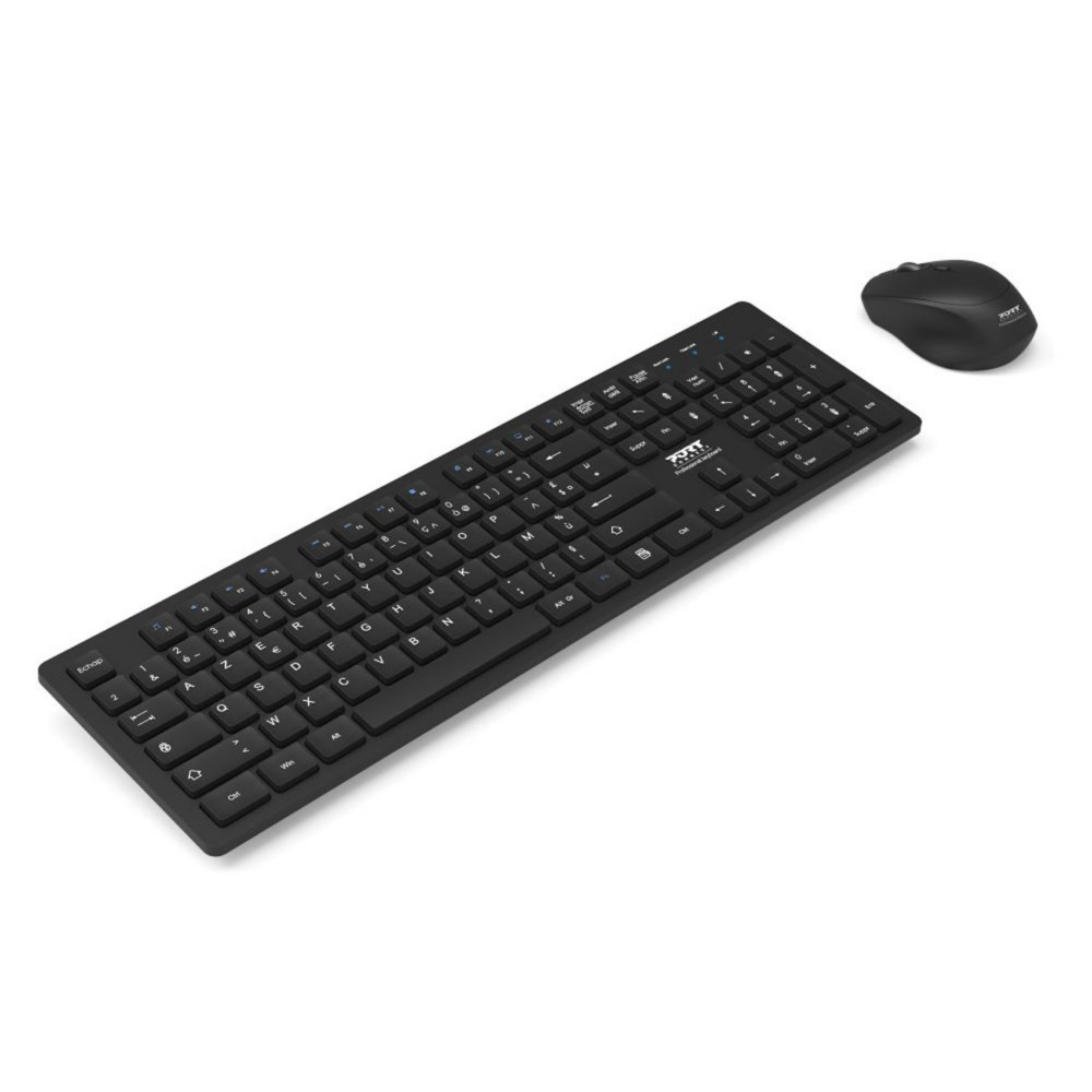 Port Connect Pack clavier-souris sans fil et USB-A / USB-C - AZERTY - Noir