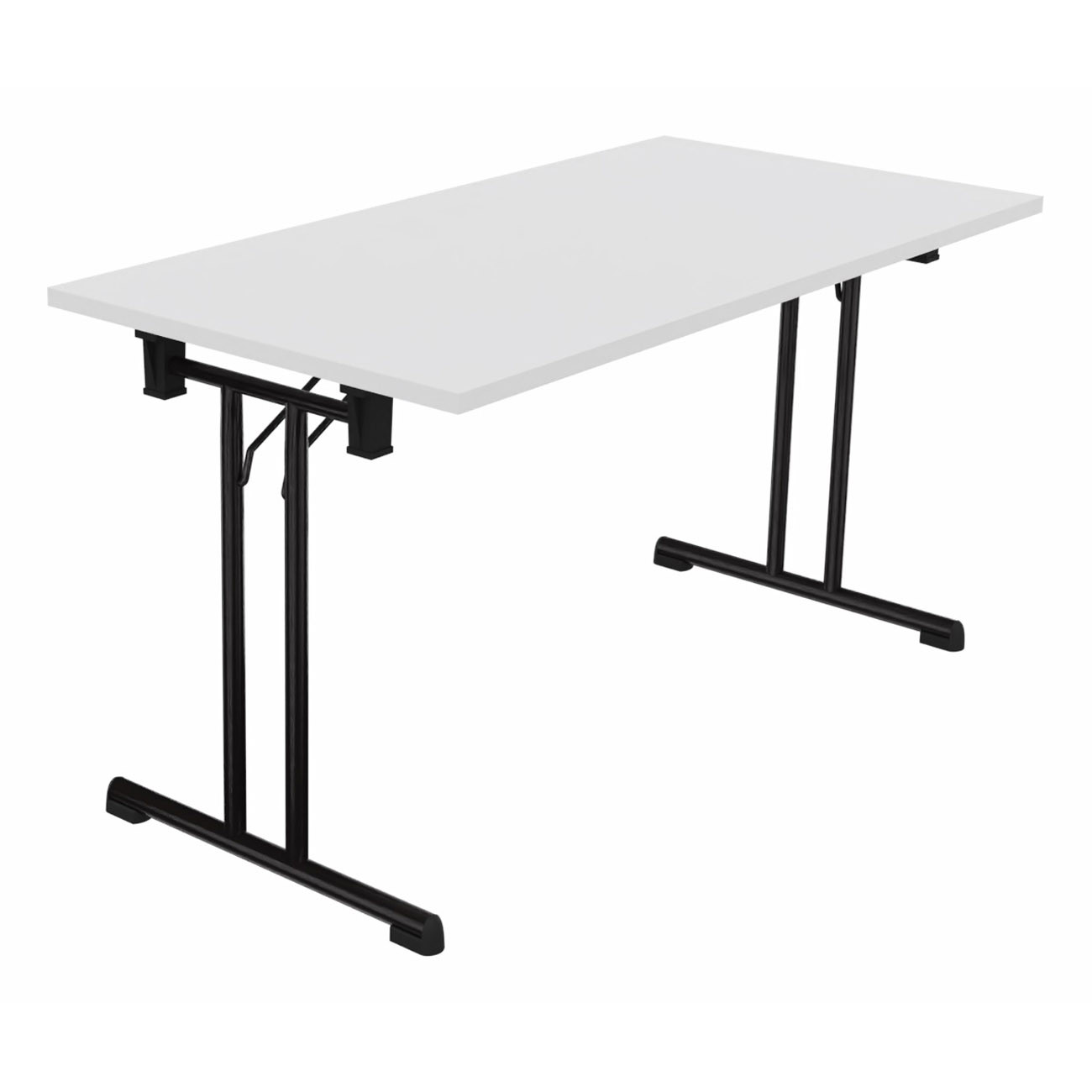 Table pliante polyvalente rectangle L. 140 x P. 70 cm - Plateau Blanc - pieds Noir