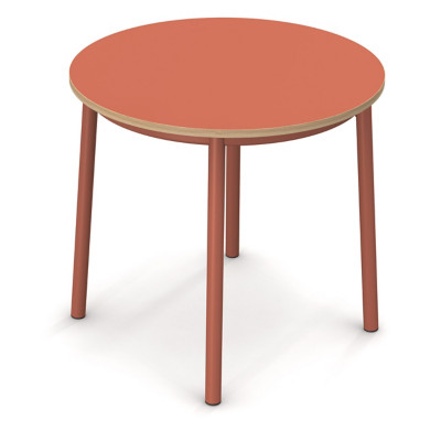 Sokoa Table de restauration ronde Klik H. 74 cm - Plateau Corail - Pieds Corail