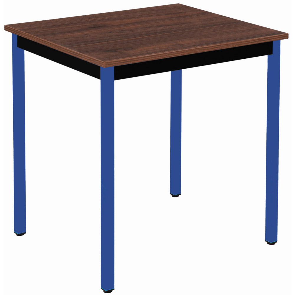 Table Polyvalente rectangle - L.70 x P.60 cm - Plateau Noyer - Pieds Bleu