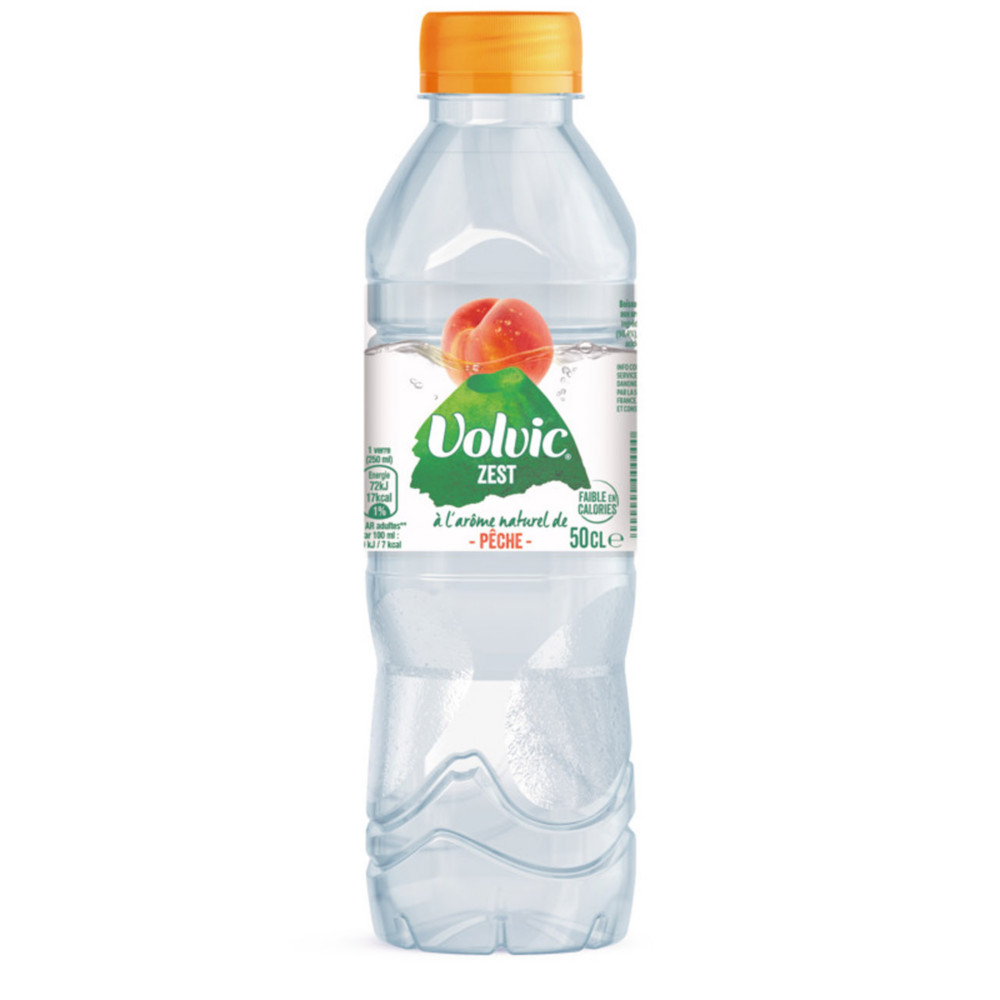 Volvic Zest Eau plate  larme naturel de pche - Lot 24 bouteilles PET 50 cl