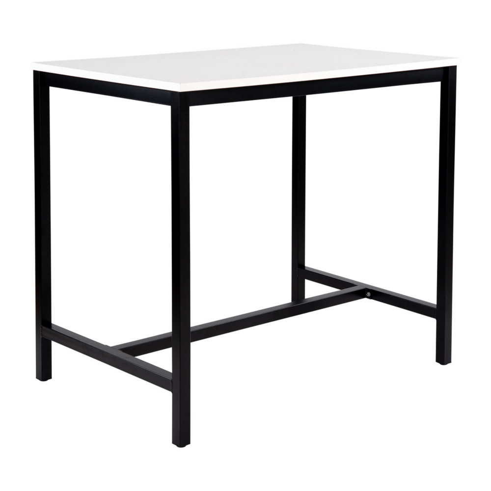Table haute 110 cm polyvalente Budget 120 x 80 cm - Blanc pieds mtal Noir