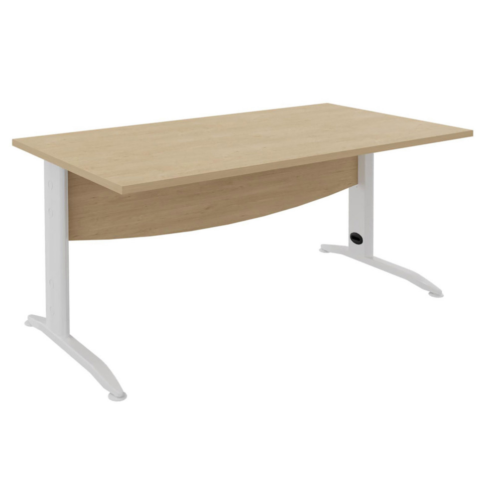 Bureau Droit Activity Mtal - L.120 x P.80 cm - Plateau Chne clair - Pieds L Blanc