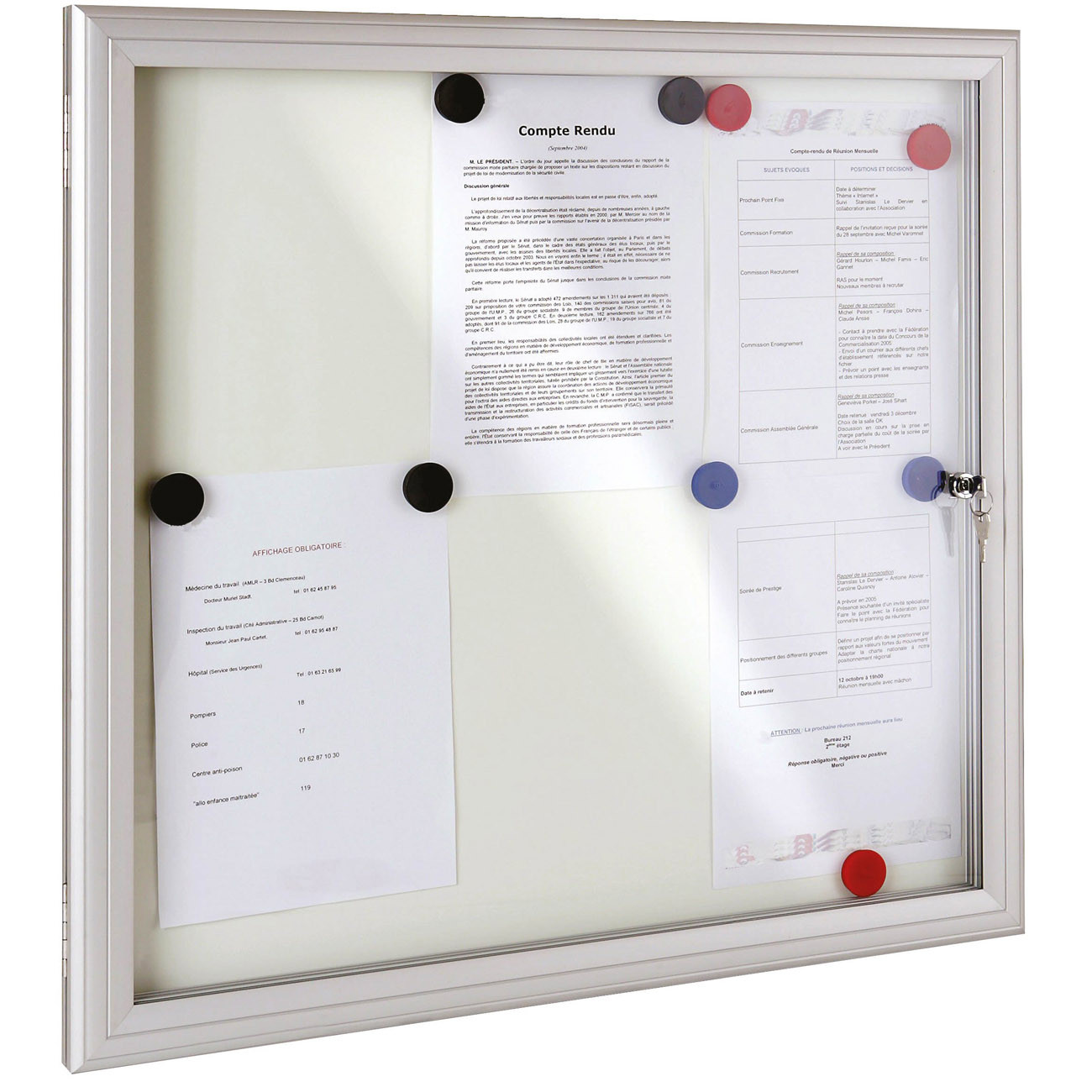 Planorga Vitrine d'éxterieur Reverso 6 feuilles - Cadre aluminium - Porte battante