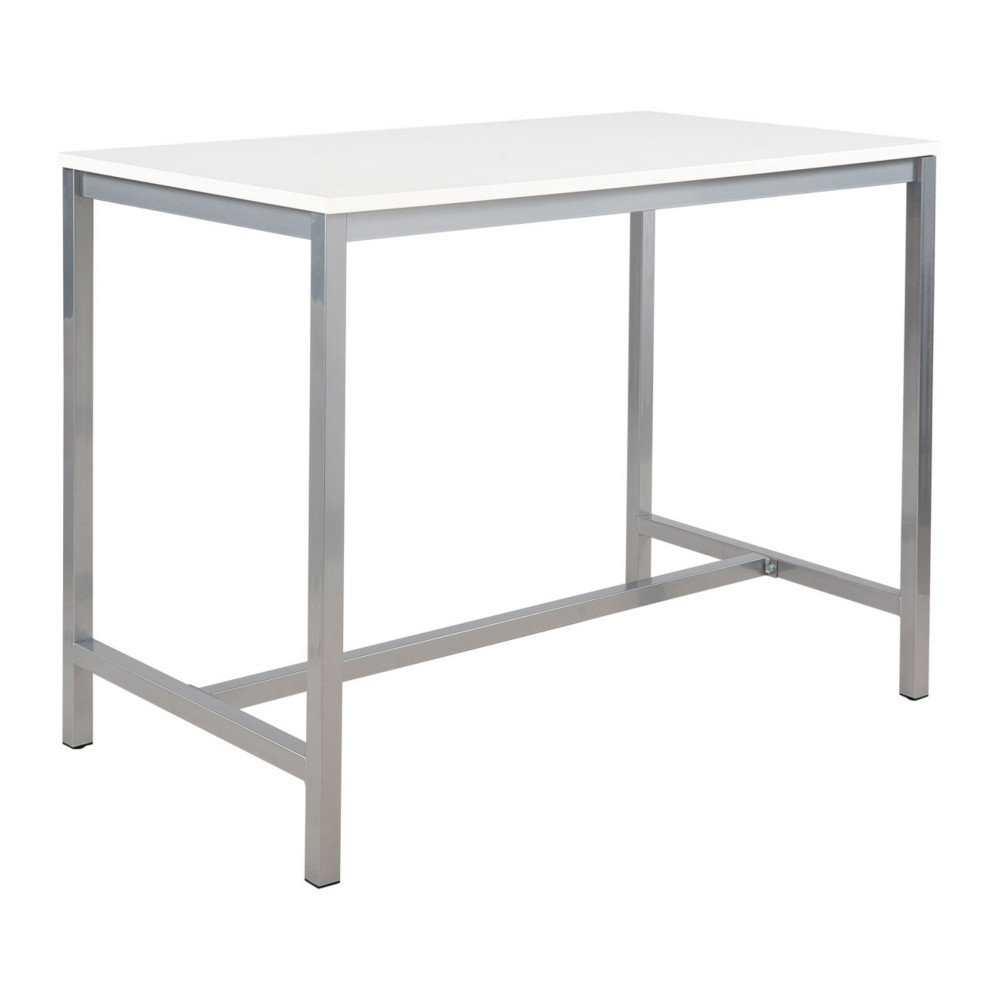 Table haute 110 cm polyvalente Budget 140 x 80 cm - Blanc pieds mtal Aluminium