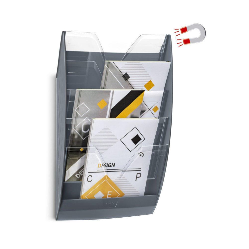 CEP Prsentoir mural mangtique 5 cases A4 - Gris fonc et cristal