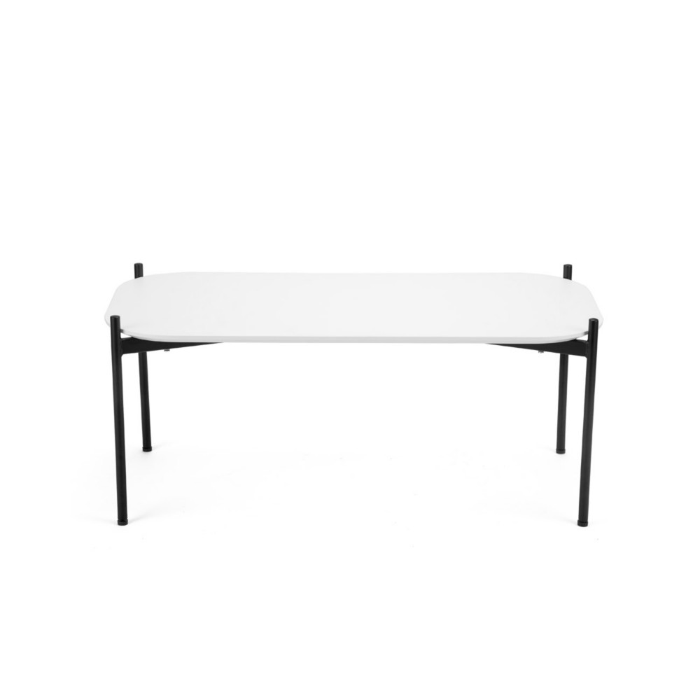 Table basse Meet 100 x 50 cm - Blanc pieds acier Noir